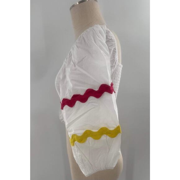 Palms Away Look Again Crop Top Womens Small White Puff Sleeve Square Neck Size M - Picture 3 of 7